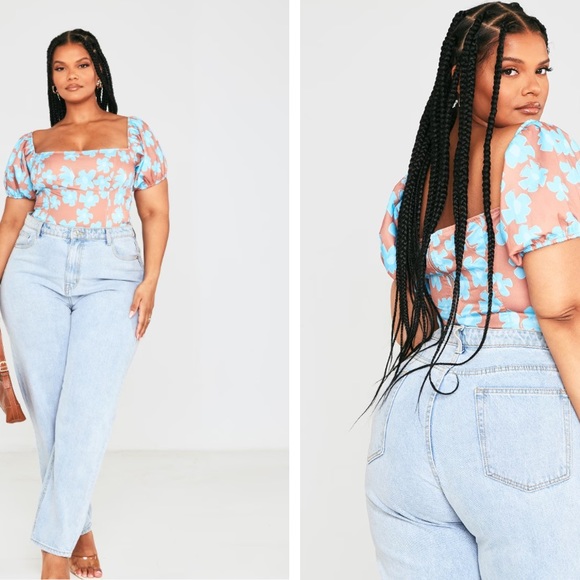 Pretty Little Thing Cropped Floral Blouse with Stretchy back and sleeves - Picture 5 of 6